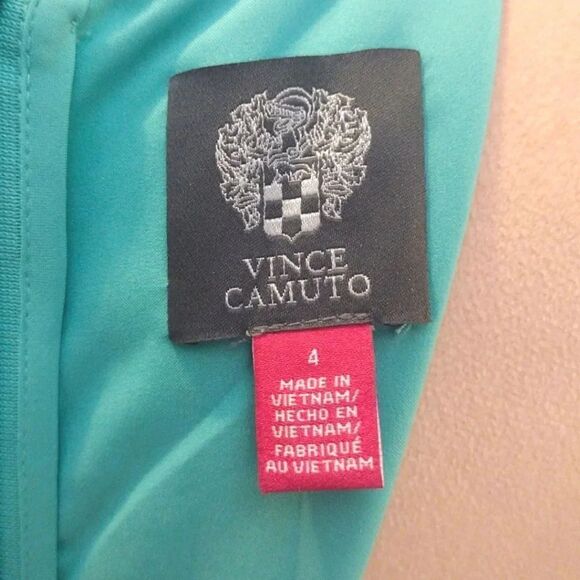 Vince Camuto Turquoise Chiffon Twist Front Balloon Sleeve Dress Size 4 NWT - Picture 10 of 12